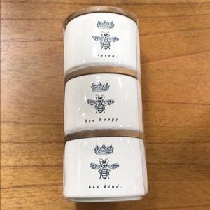 Rae Dunn Crown Bee Icon Stackable Cellar and Crown Bee Ceramic Bowl with Lid